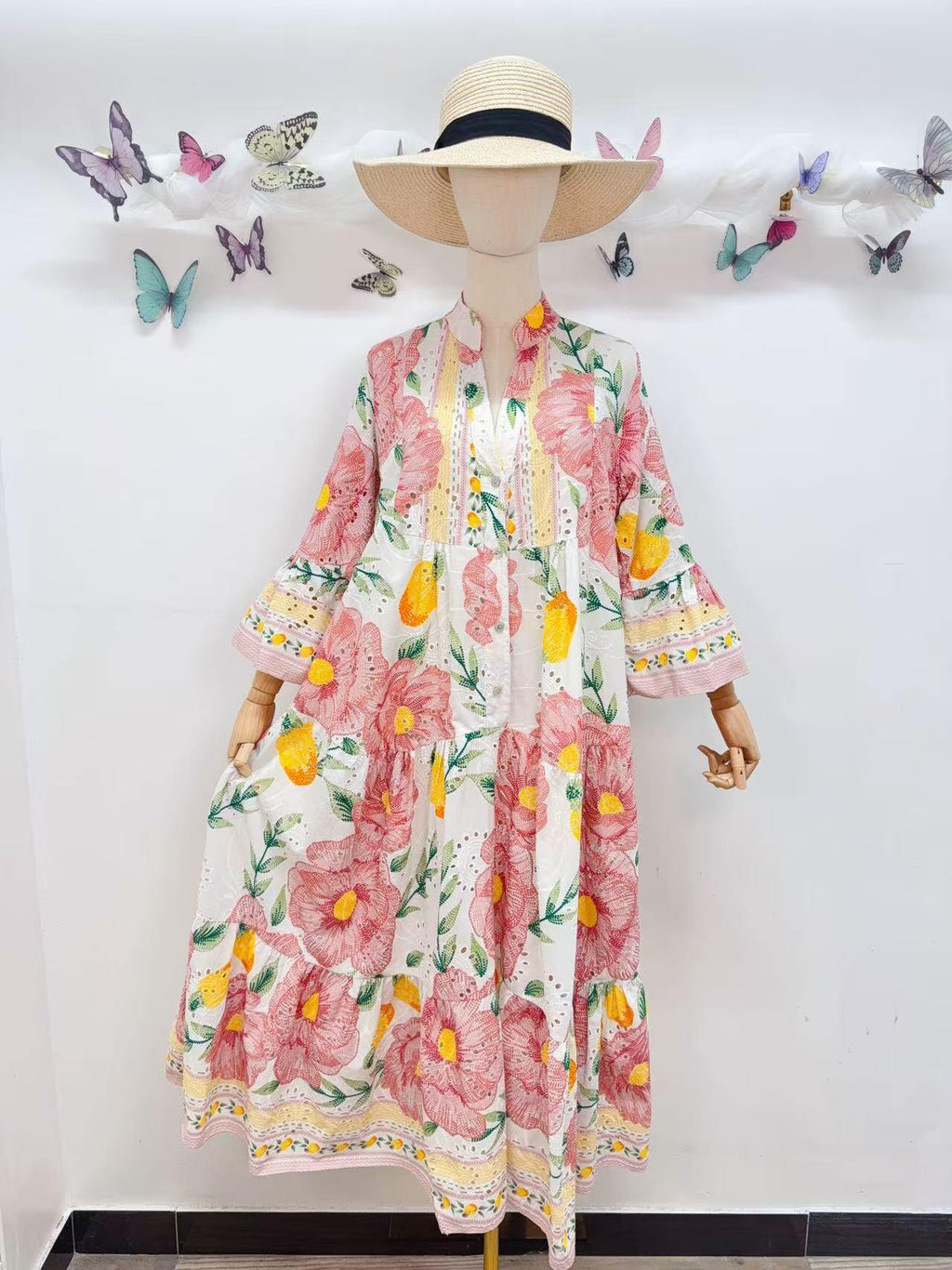 Loowie Embroidered Maxi in Pink