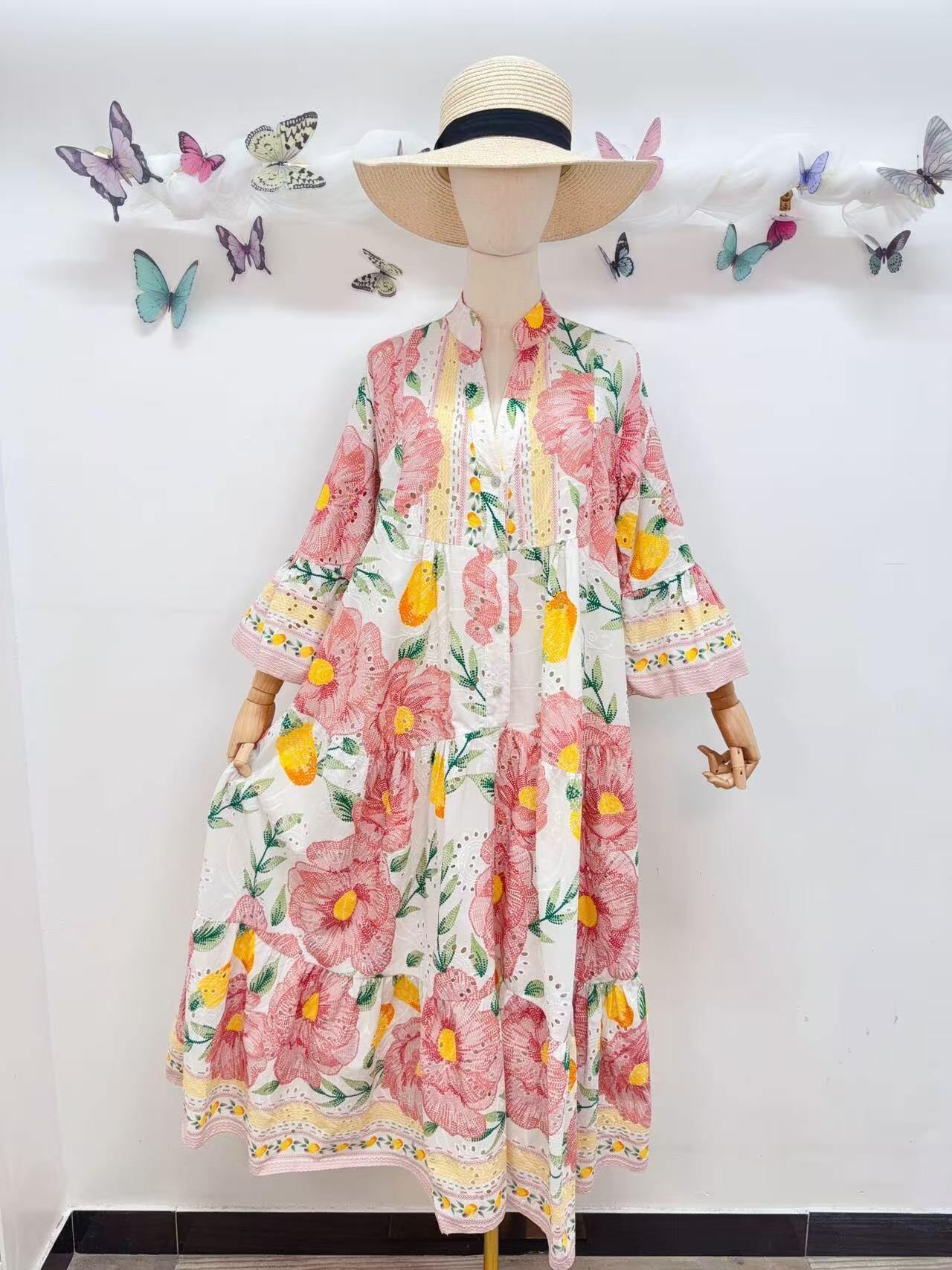 Loowie Embroidered Maxi in Pink