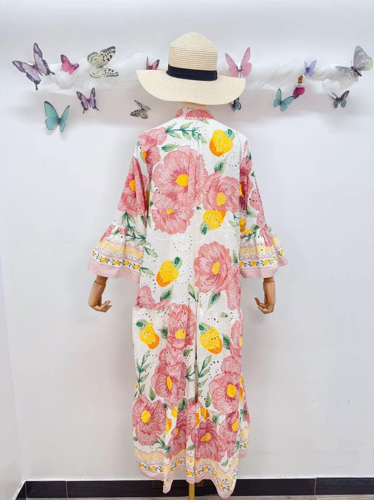 Loowie Embroidered Maxi in Pink