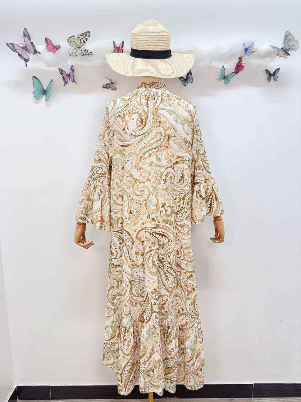 Loowie Buttoned Maxi Dress in Beige