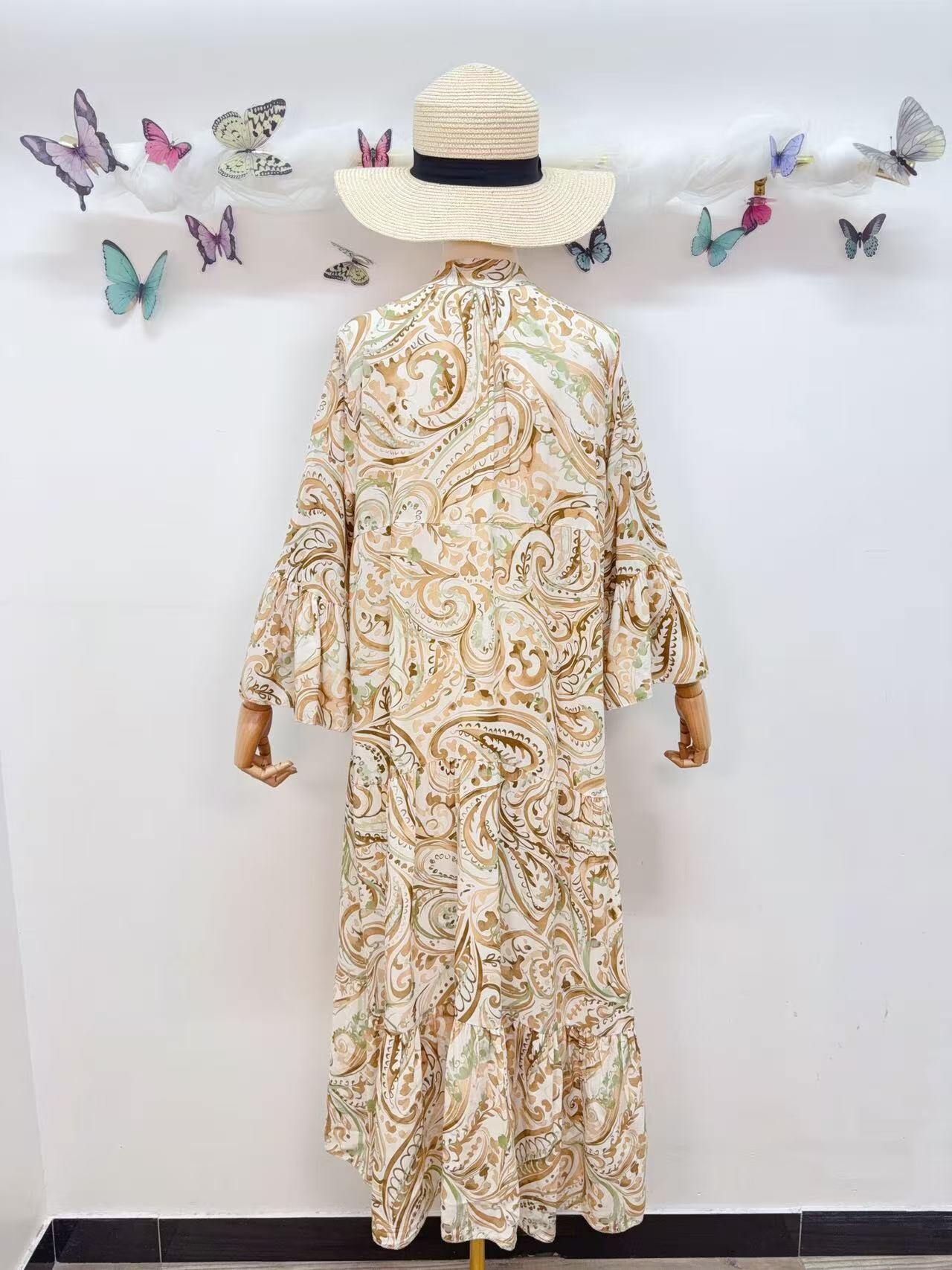 Loowie Buttoned Maxi Dress in Beige