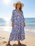 Loowie Buttoned Maxi Dress in Royal Blue