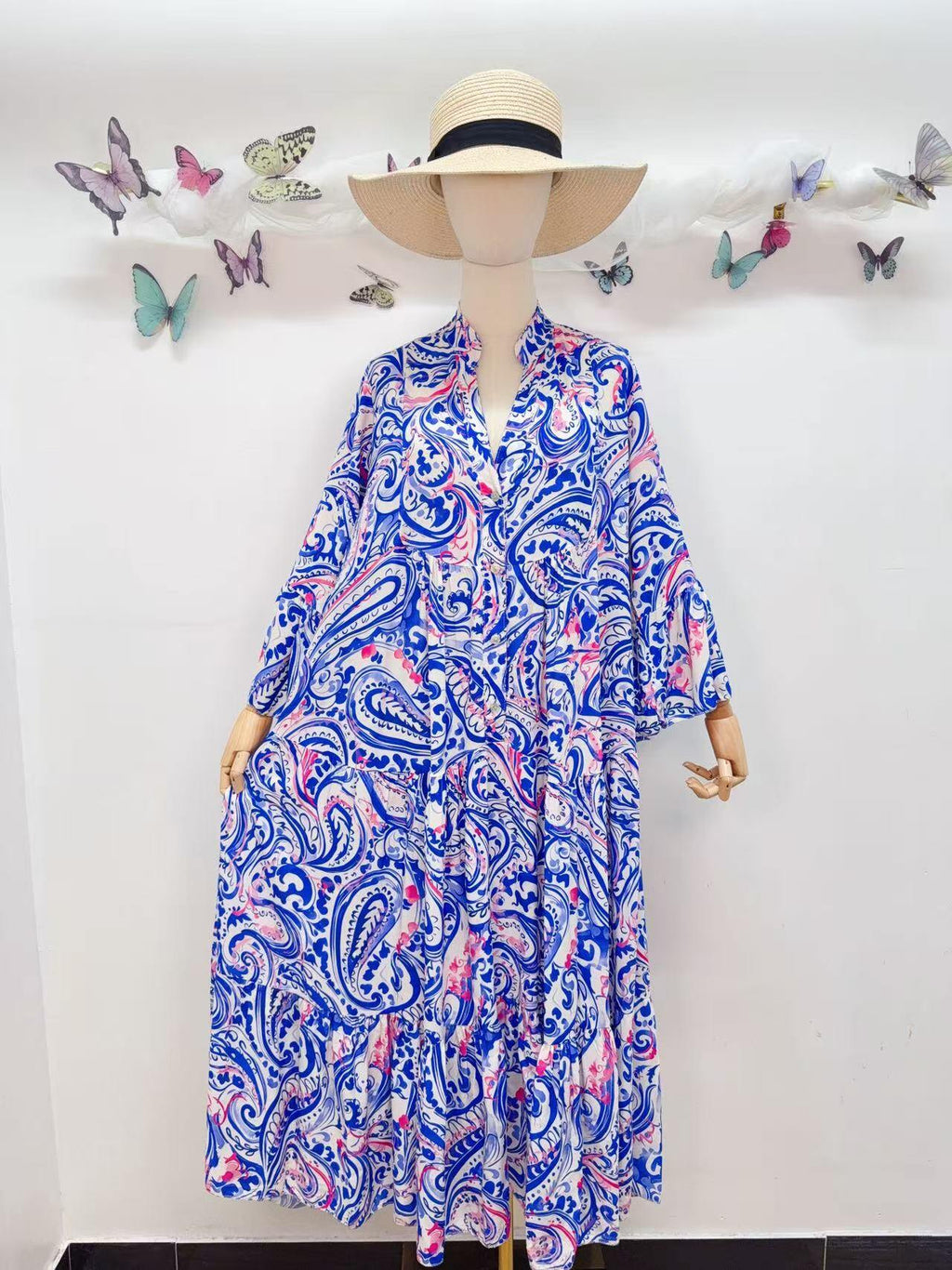 Loowie Buttoned Maxi Dress in Royal Blue