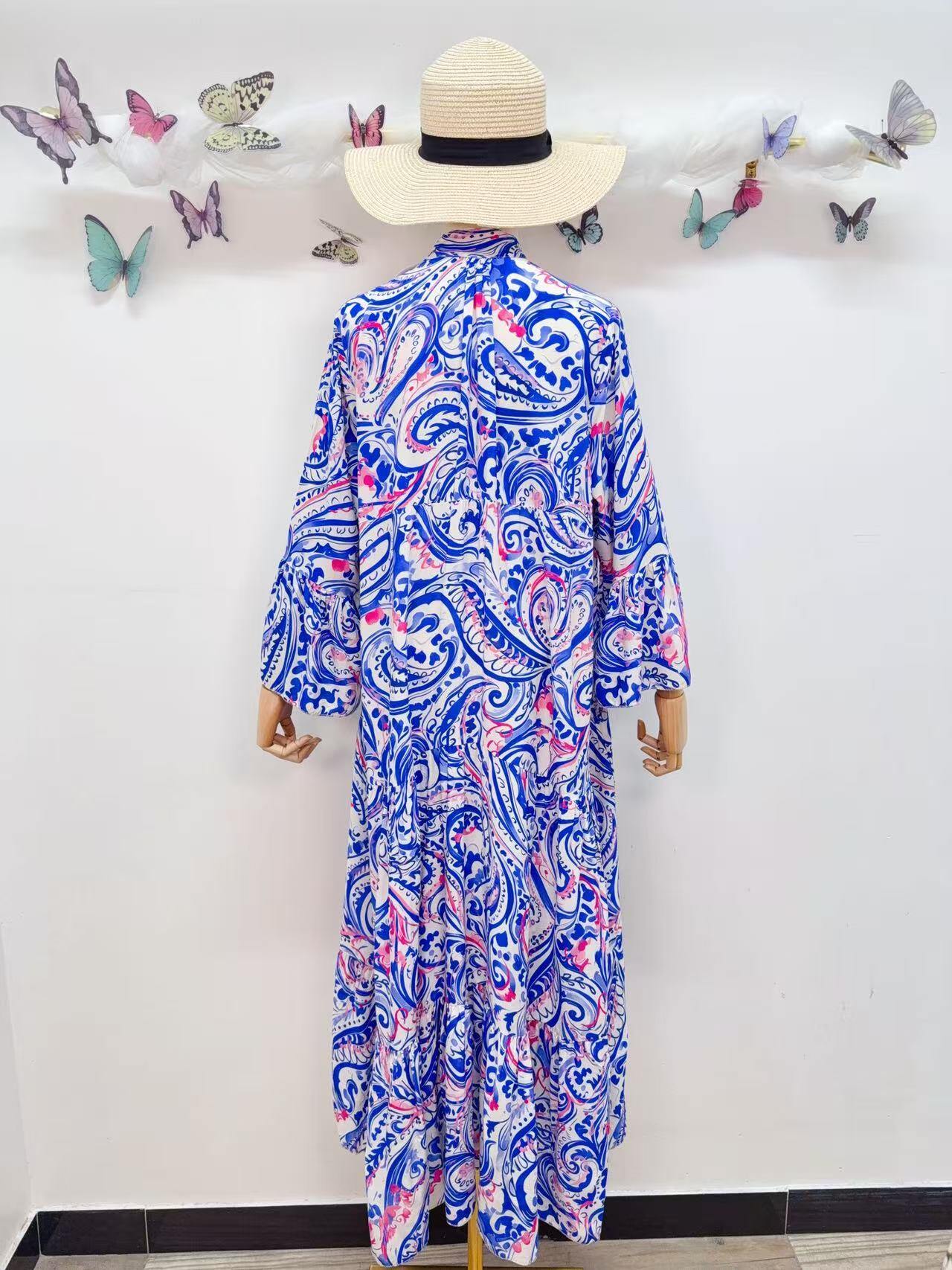 Loowie Buttoned Maxi Dress in Royal Blue