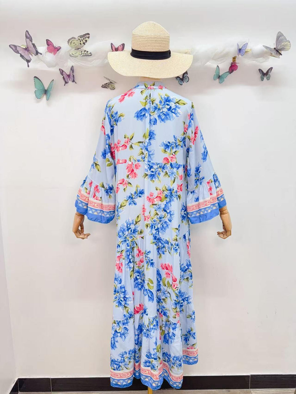 Loowie Long Buttoned Dress in Blue