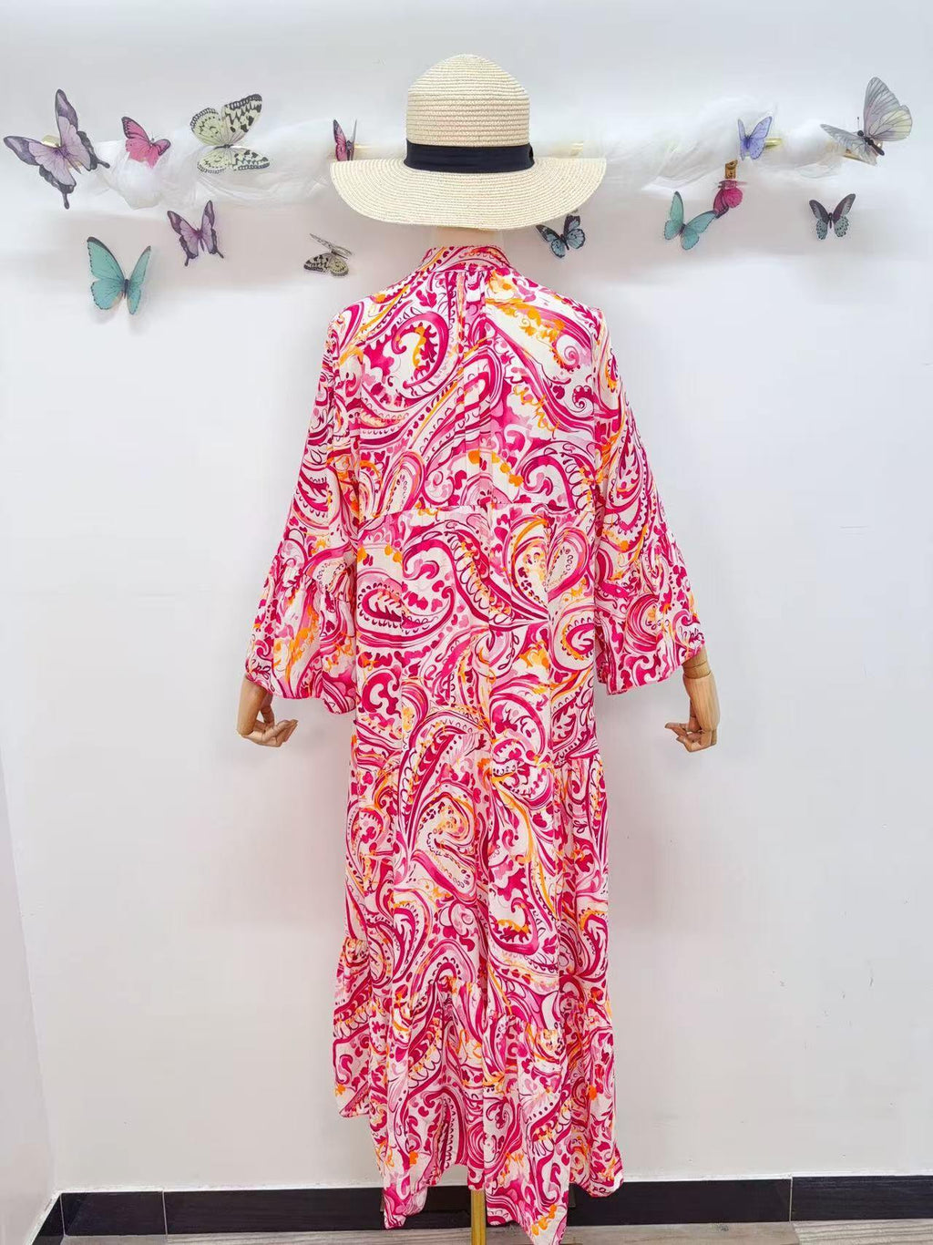 Loowie Buttoned Maxi Dress in Fuchsia