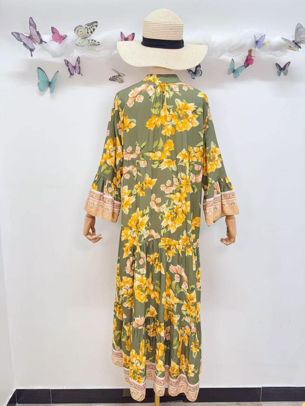 Loowie Long Buttoned Dress in Khaki
