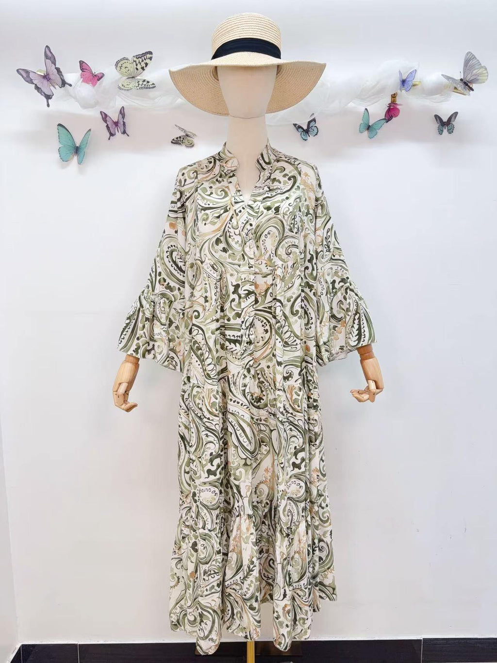 Loowie Buttoned Maxi Dress in Khaki