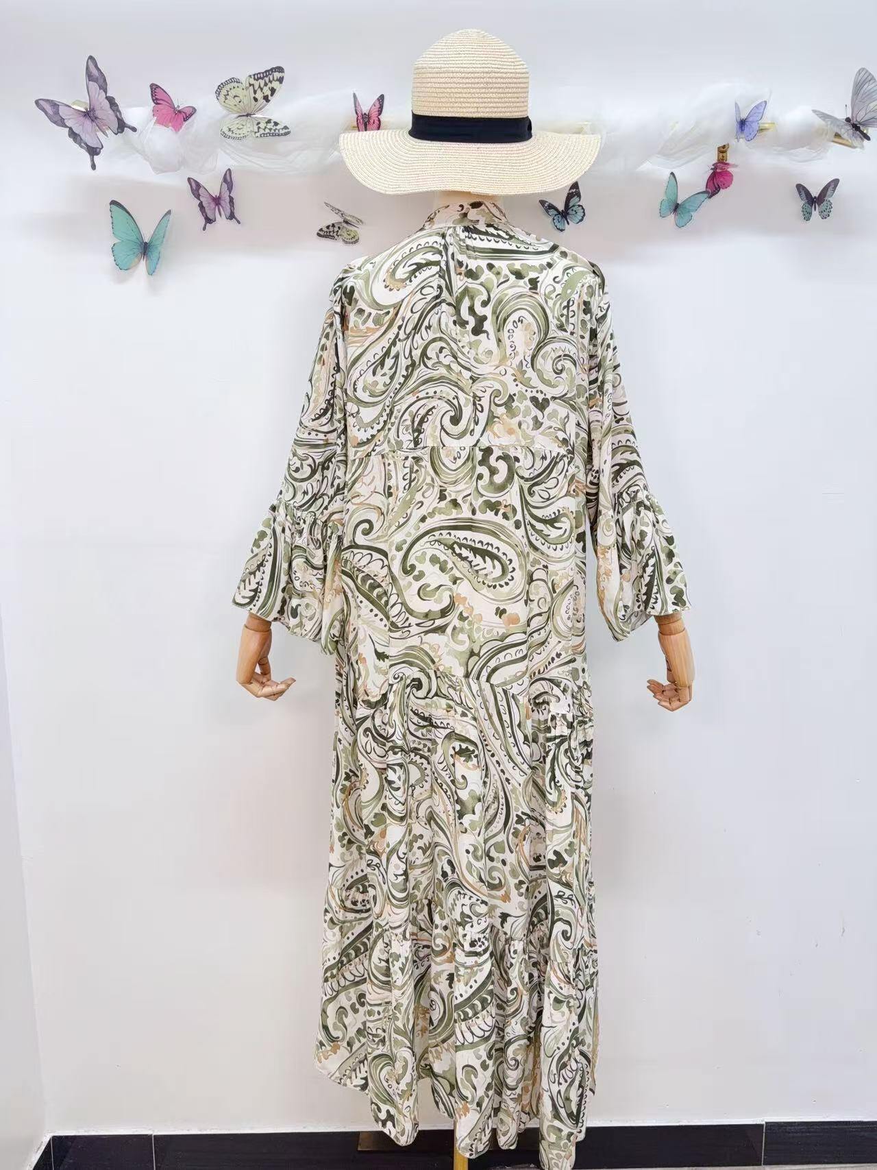 Loowie Buttoned Maxi Dress in Khaki