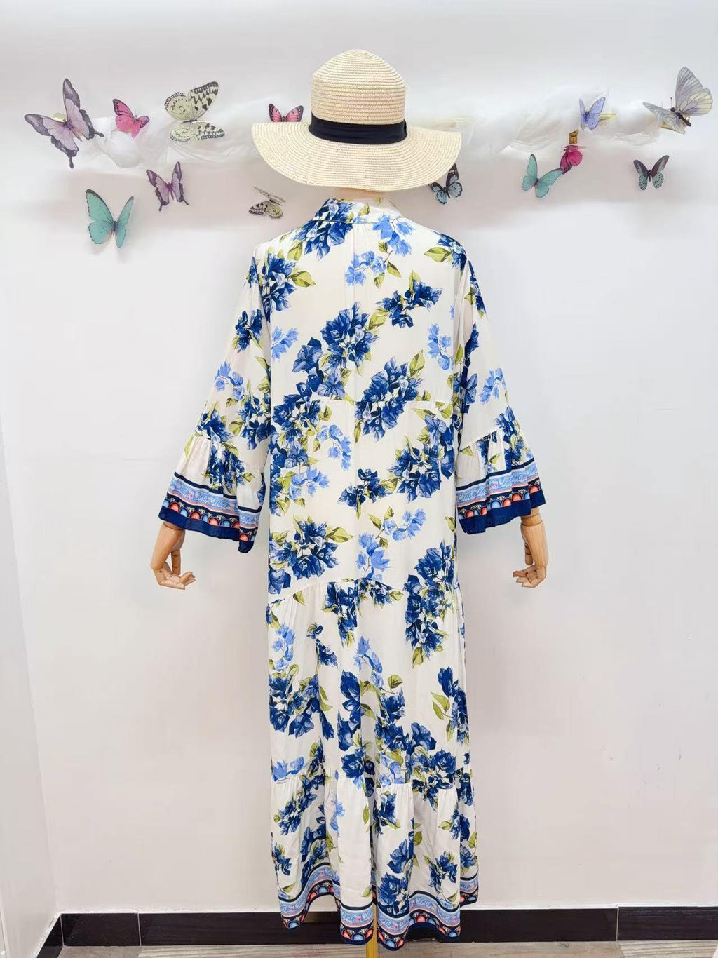 Loowie Long Buttoned Dress in Navy