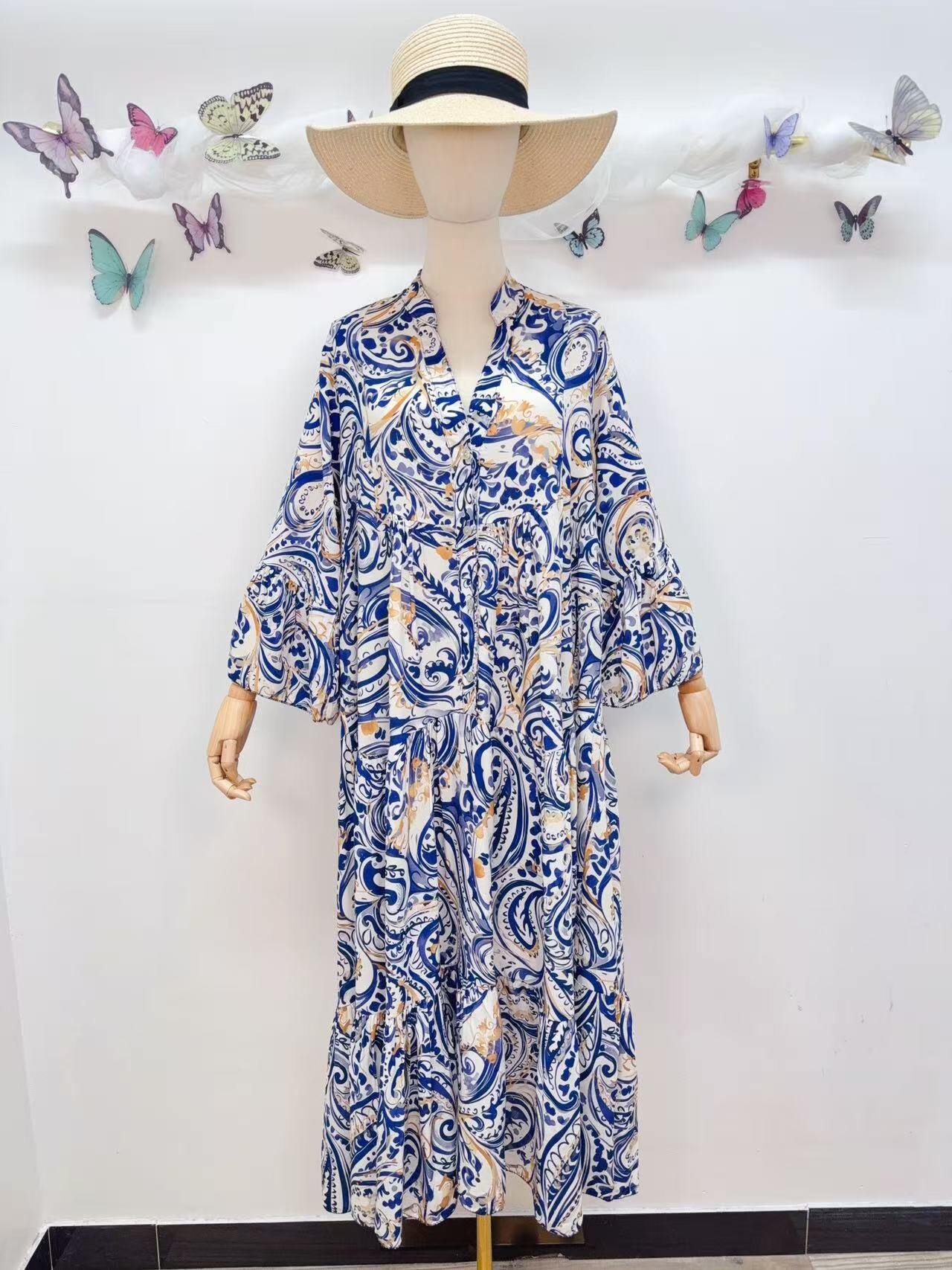 Loowie Buttoned Maxi Dress in Navy