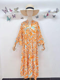 Loowie Buttoned Maxi Dress in Orange