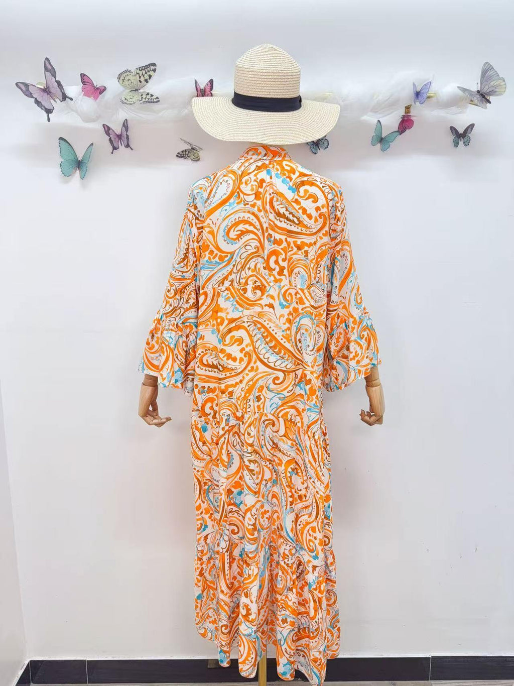 Loowie Buttoned Maxi Dress in Orange