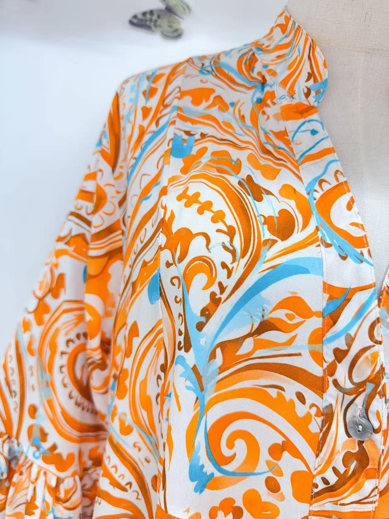 Loowie Buttoned Maxi Dress in Orange