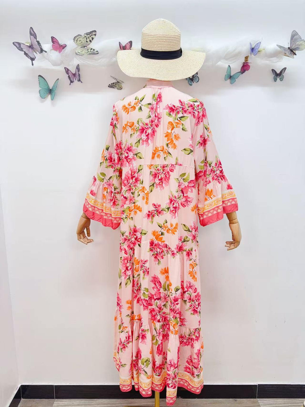 Loowie Long Buttoned Dress in Pink