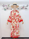 Loowie Long Buttoned Dress in Red