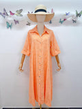 Loowie Floral Embroidered Dress in Apricot