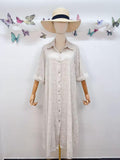 Loowie Floral Embroidered Dress in Beige