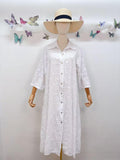 Loowie Floral Embroidered Dress in White