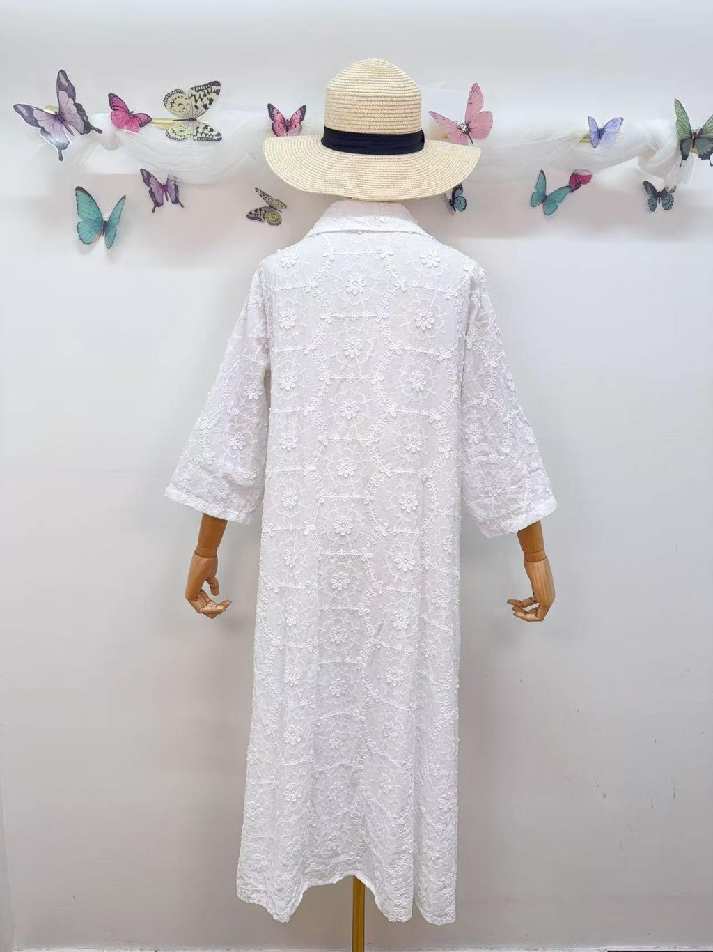 Loowie Floral Embroidered Dress in White