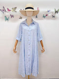 Loowie Floral Embroidered Dress in Sky Blue