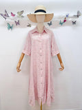 Loowie Floral Embroidered Dress in Blush