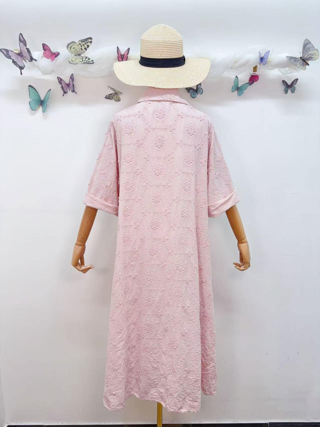 Loowie Floral Embroidered Dress in Blush