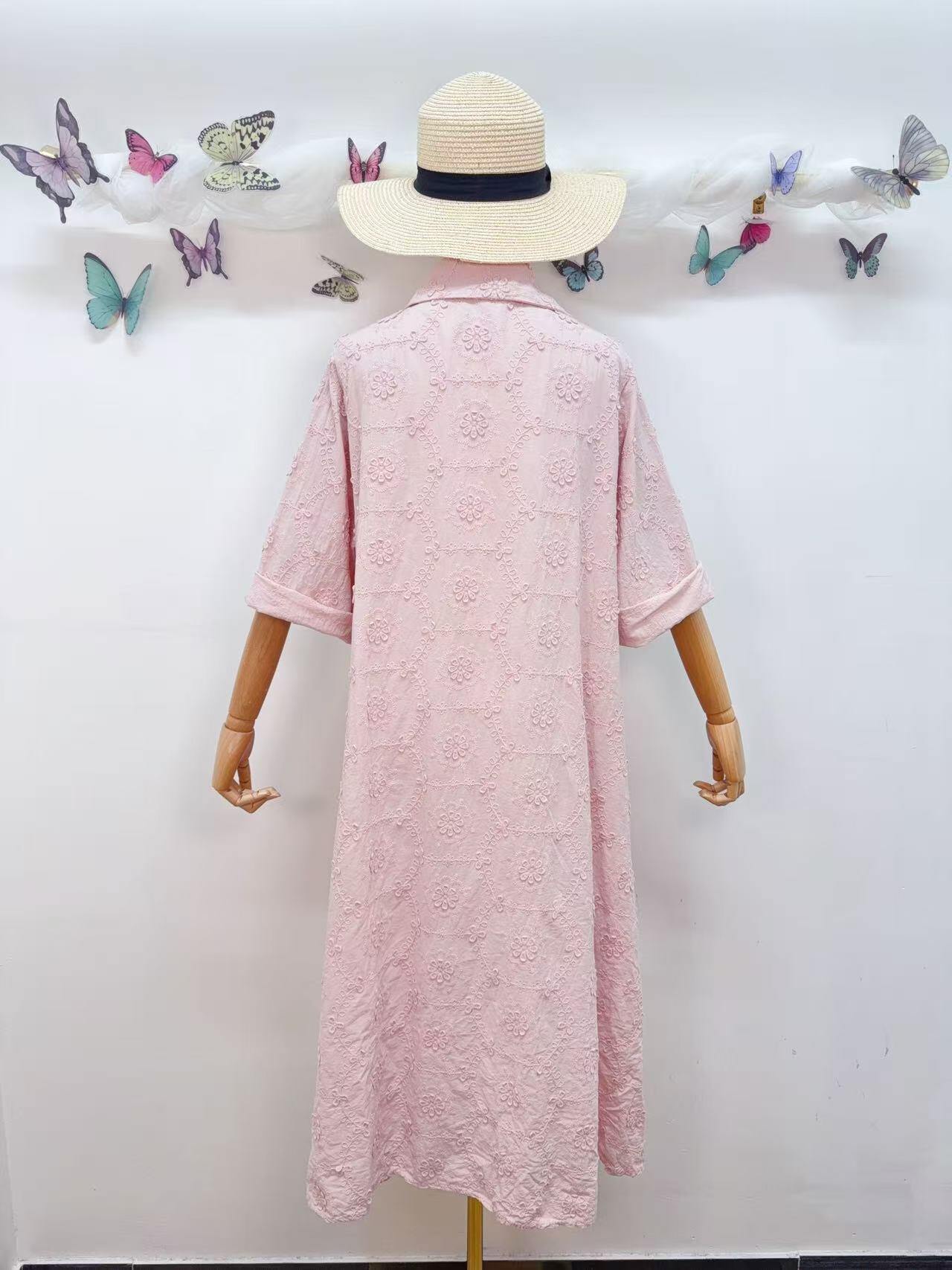 Loowie Floral Embroidered Dress in Blush
