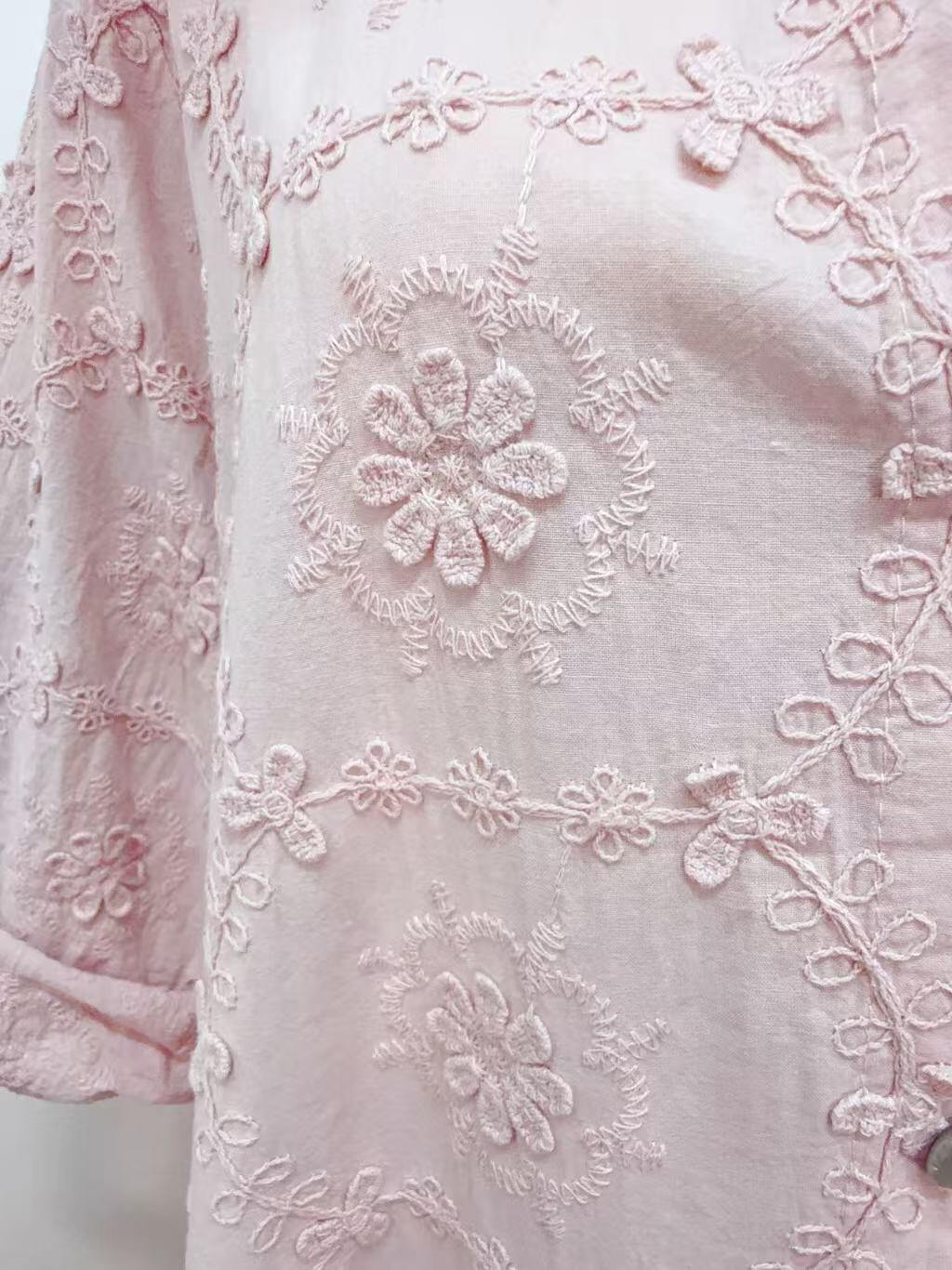 Loowie Floral Embroidered Dress in Blush