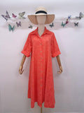 Loowie Floral Embroidered Dress in Coral