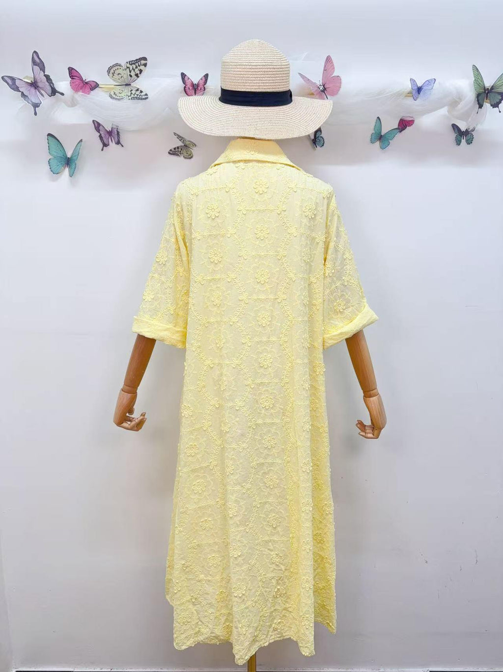 Loowie Floral Embroidered Dress in Yellow