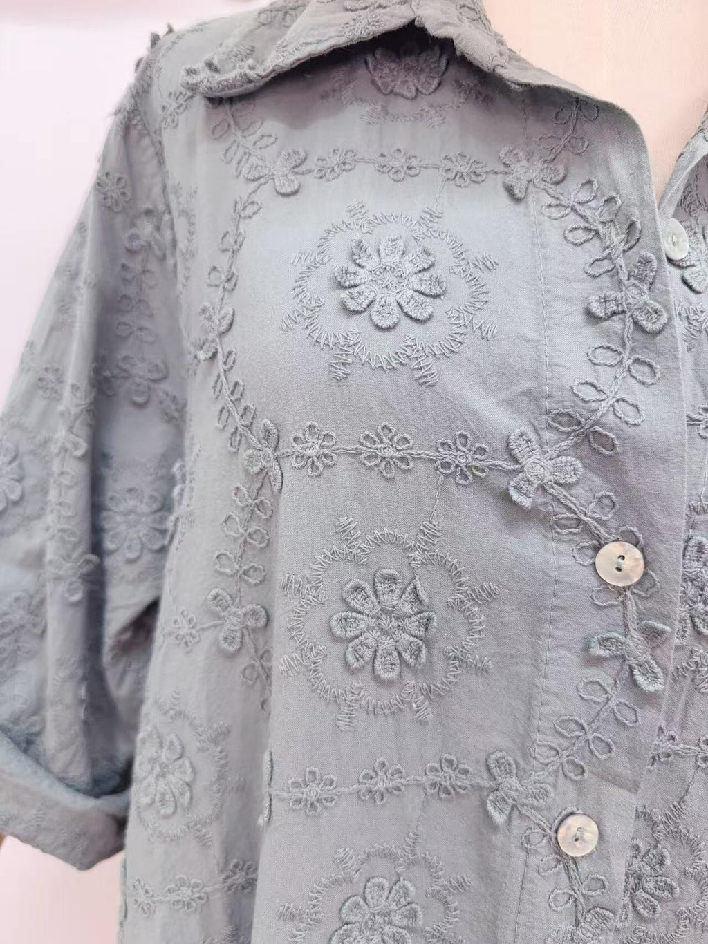 Loowie Floral Embroidered Dress in Khaki