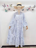 Loowie Embroidered Long Dress in Sky Blue