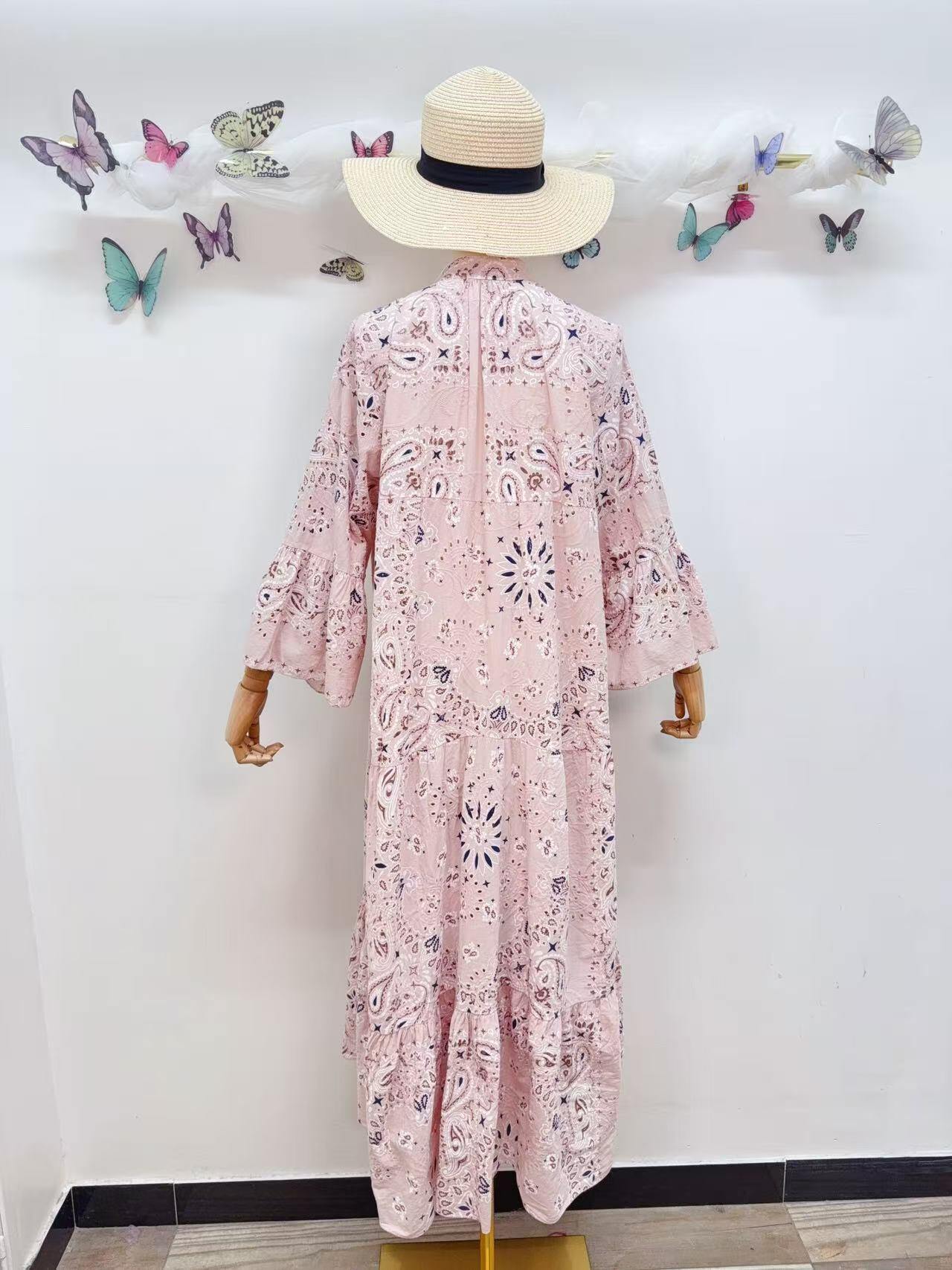 Loowie Embroidered Long Dress in Blush