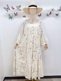 Loowie Embroidered Long Dress in Cream