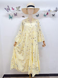 Loowie Embroidered Long Dress in Yellow