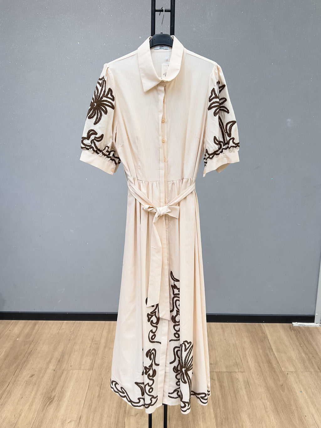 VLLEDIV Embroidered Long Dress Ivory