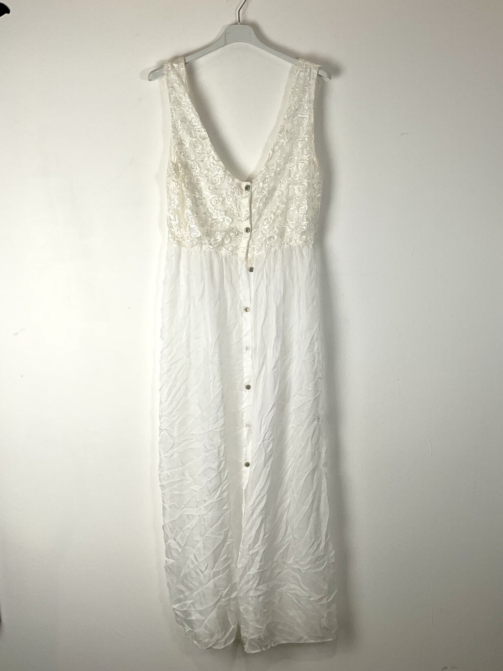 TDLPM Lace Plunge Maxi Dress — White