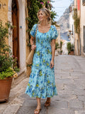 TDFCM Floral Citrus Maxi Dress — Sky Blue