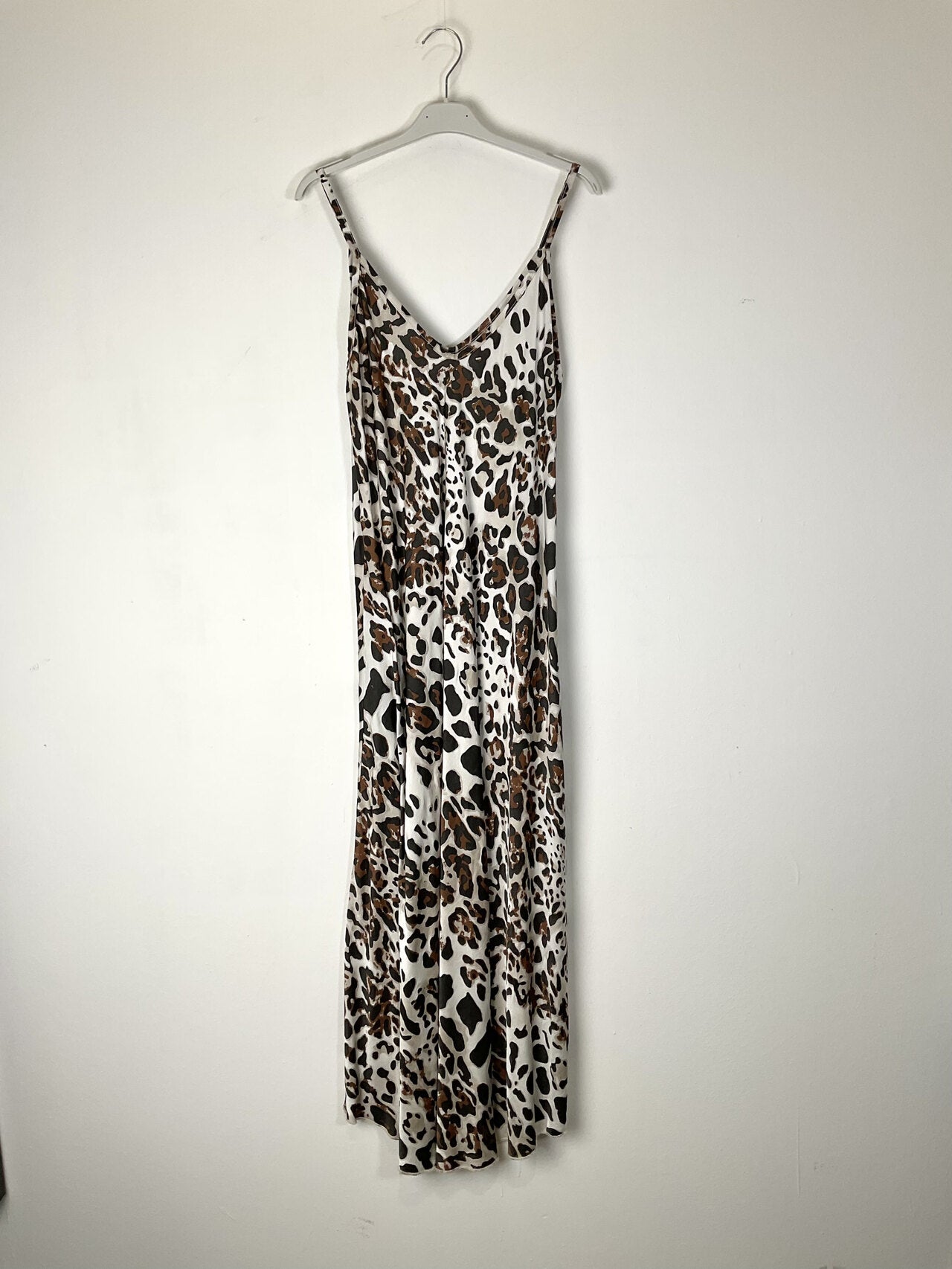 TDLEO Leopard Print Maxi Dress — White