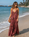 TDLEO Leopard Print Maxi Dress — Coral