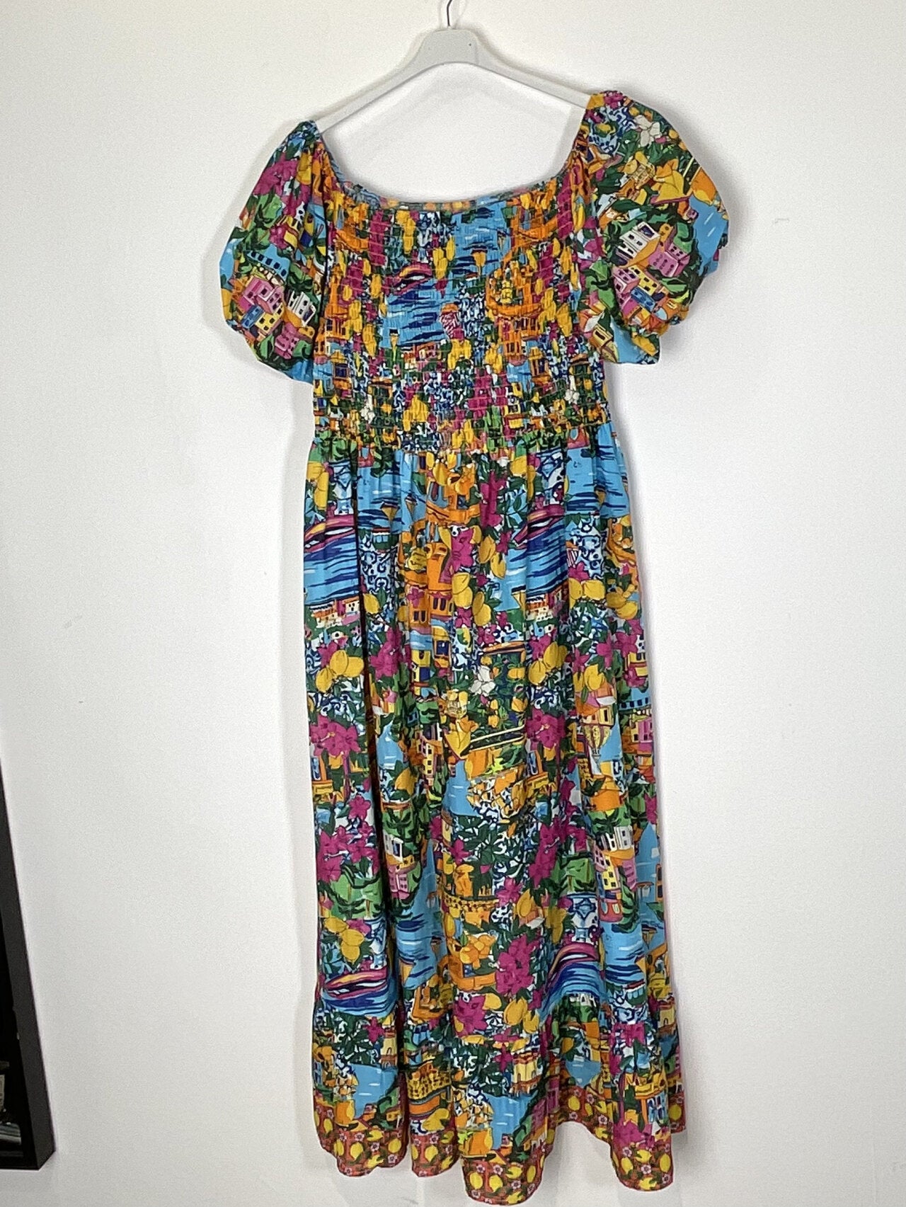 TDMPM Mediterranean Print Maxi Dress — Cyan