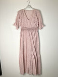 TDLED Long V-Neck Eyelet Ruffle Dress — Rose Shadow
