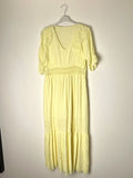 TDLED Long V-Neck Eyelet Ruffle Dress — Light Yellow