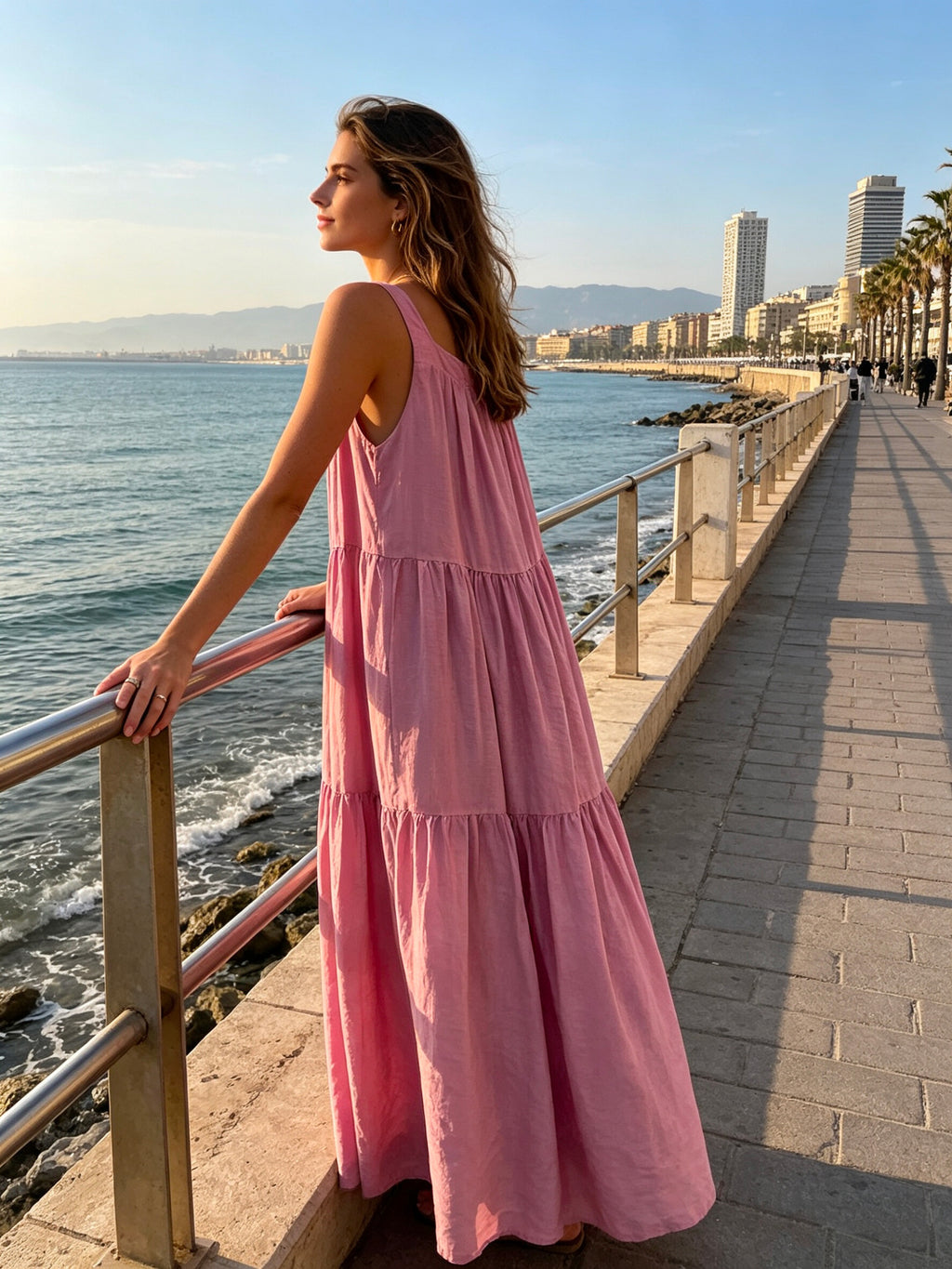 VLLTLOR Tencel Long Dress Old Rose