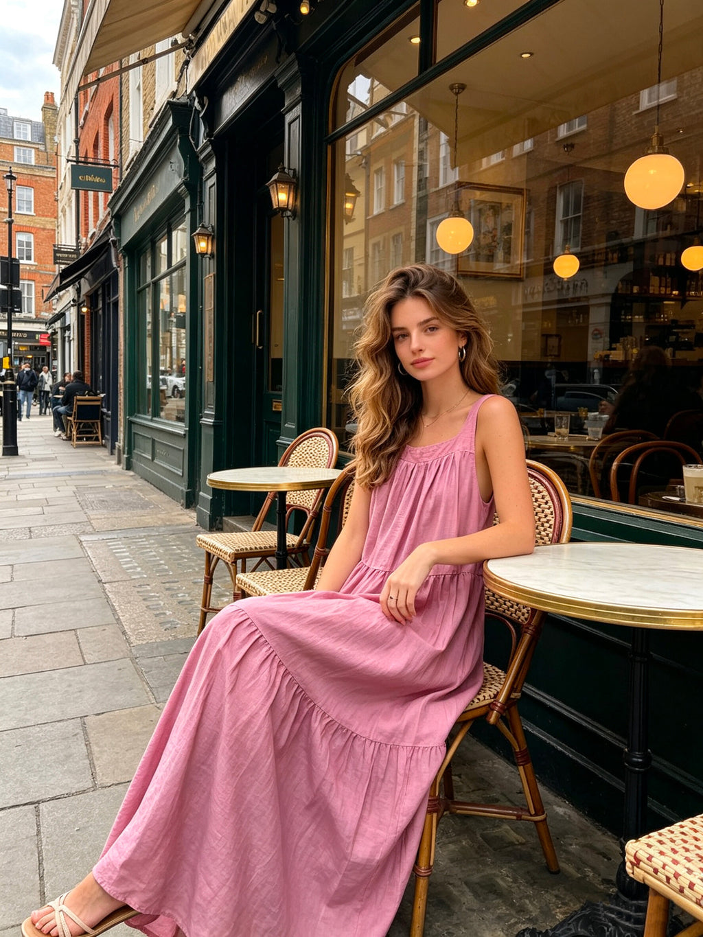 VLLTLOR Tencel Long Dress Old Rose