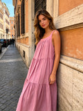 VLLTLOR Tencel Long Dress Old Rose