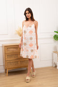 LSMARCO Marine Print Gauze Cotton Midi Dress Coral