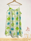 LSMARAP Marine Print Gauze Cotton Midi Dress Apple Green