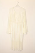TDLSM Lace Flared-Sleeve Midi Dress — White